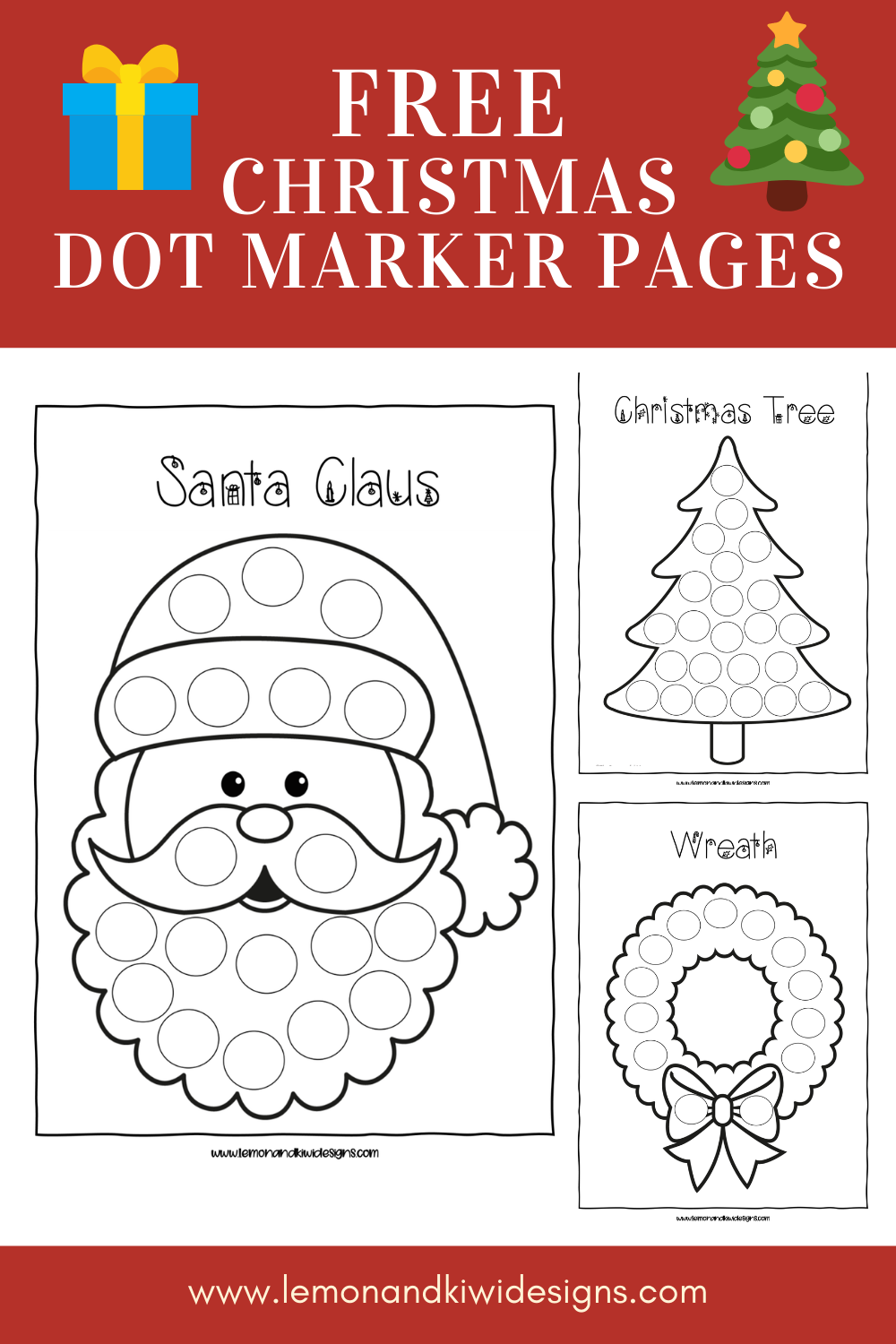 free christmas do-a-dot printables - lemon and kiwi designs